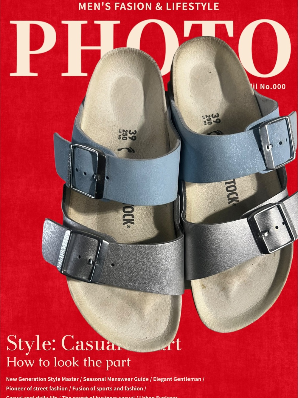 Birkenstock Women's Two-Tone Blue and Gray Arizona Sandals
